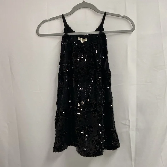 GOLD HAWK Lexi Sequin Halter Tank Top Black Size XS NWT - Picture 2 of 6
